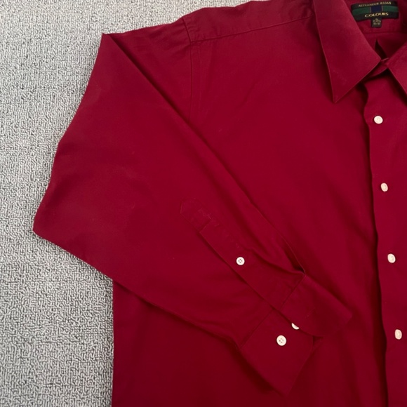 Alexander Julian Colours Shirt XL Burgundy Button Up Single Needle Luxury Men - Picture 2 of 12